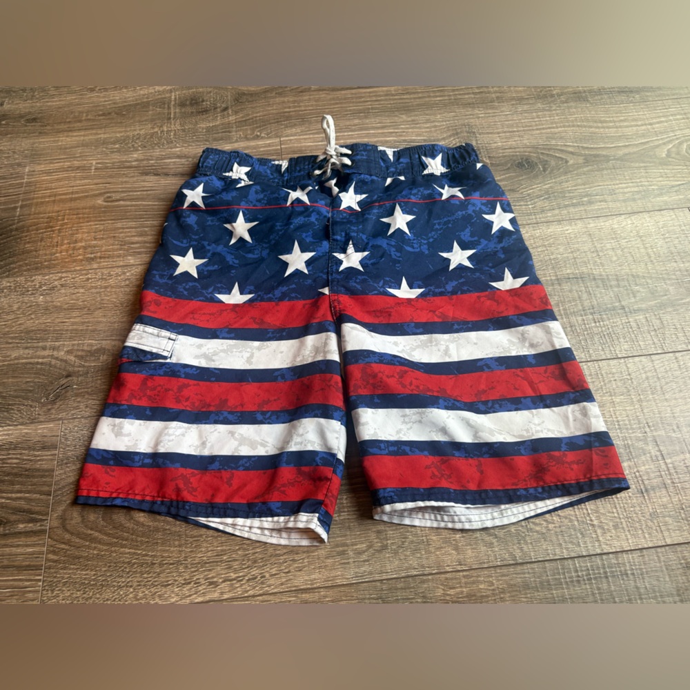 True Craft Men's Red, White & Blue Star Stripe Swim Trunks